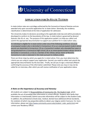 Connecticut In-State Tuition Application