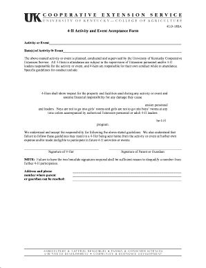 4-H Activity and Event Acceptance Form