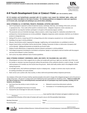 4-H Youth Development Code of Conduct Form