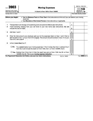 IRS Form 3903 2010 Moving Expenses