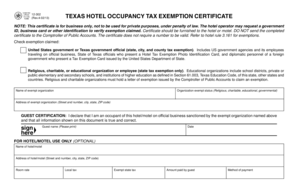 Texas Hotel Occupancy Tax Exemption Certificate