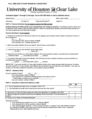 Texas Residency Questions Form