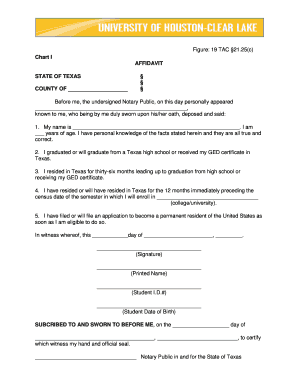 Texas Affidavit for Residency