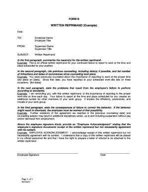 Written Reprimand Form
