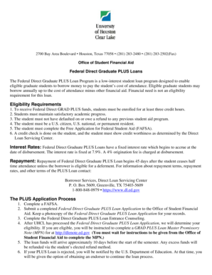 Federal Direct Graduate PLUS Loan Application