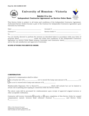 Independent Contractor Agreement on Service Order Basis OGC-S bb - uhv
