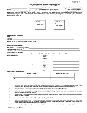 Nomination Form for Beneficiary Owner Account