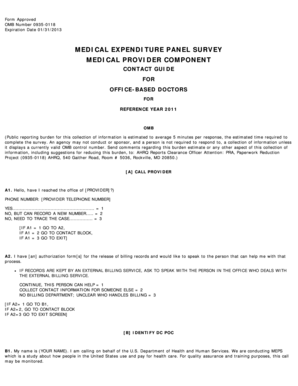 Medical Expenditure Panel Survey Provider Contact Guide