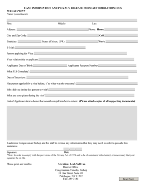Visa Application Privacy Release Form