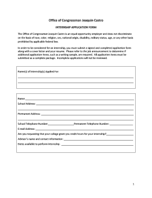 intern application form