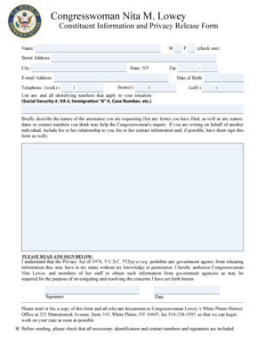 Constituent Information and Privacy Release Form