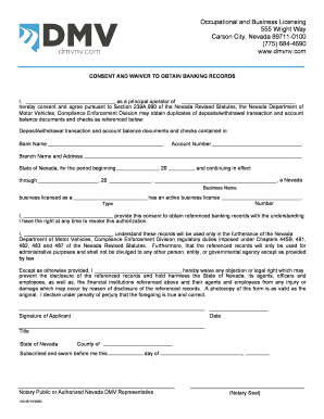 Nevada Business Banking Records Consent Form