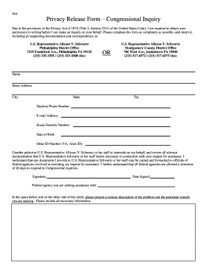 Privacy Release Form – Congressional Inquiry