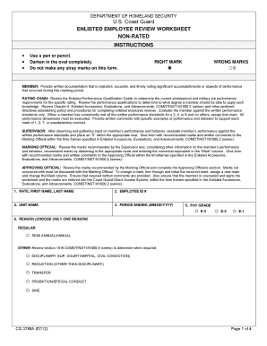 US Coast Guard Enlisted Employee Review Worksheet
