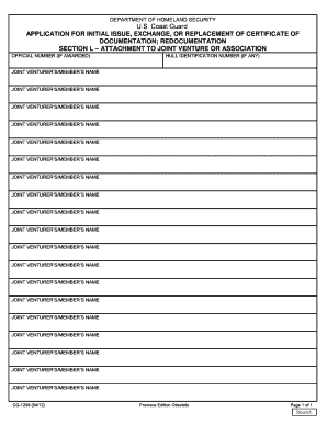 USCG Certificate of Documentation Application