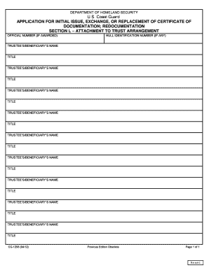 US Coast Guard Certificate of Documentation Application
