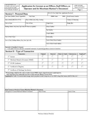 USCG Merchant Mariner License Application