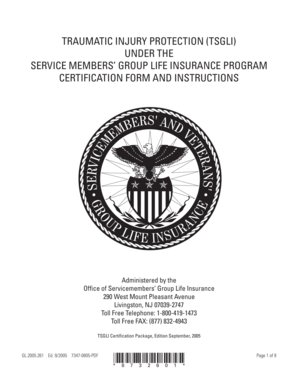 Traumatic Injury Protection (TSGLI) Certification Form