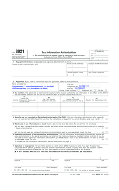 IRS Form 8821 Tax Information Authorization
