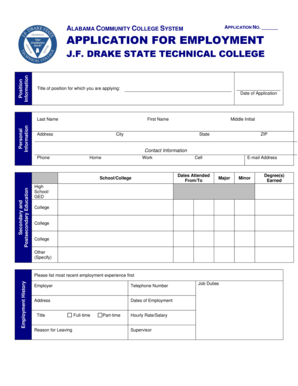 Alabama Community College System Application for Employment
