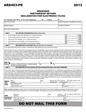 Arkansas Partnership Return Form AR8453-PE