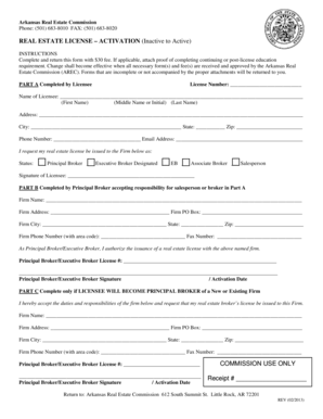 Arkansas Real Estate License Activation Form