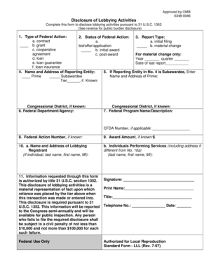 Disclosure of Lobbying Activities Form