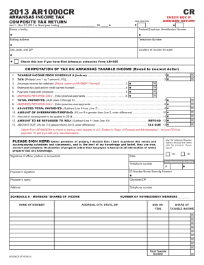 Arkansas Composite Tax Return Form AR1000CR