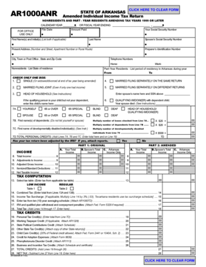 Arkansas Amended Individual Income Tax Return