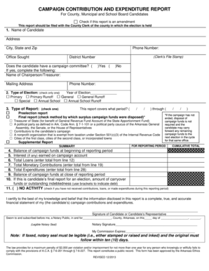 Campaign Contribution and Expenditure Report