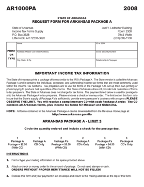 Arkansas Package A Request Form