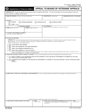 VA Form 9 Appeal to Board of Veterans' Appeals