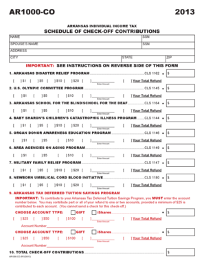 Arkansas Individual Income Tax Check-Off Contributions