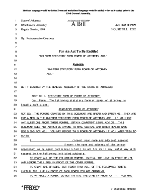 Arkansas Uniform Statutory Form Power of Attorney