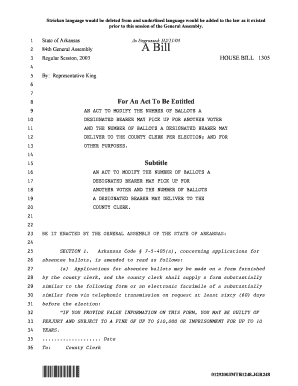Arkansas Absentee Ballot Application Form