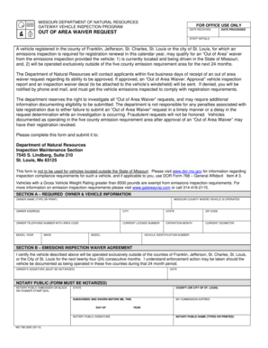 Missouri Out of Area Waiver Request