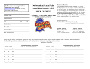Nebraska State Fair Exhibitor Tickets Form