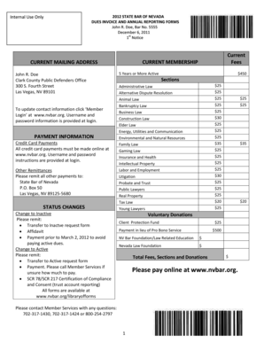 State Bar of Nevada Dues Invoice and Annual Reporting Forms