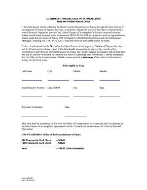 North Carolina Mortgage License Record Check Authorization