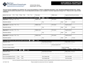 Supplemental Information for Dependent Enrollment