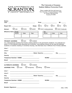 Student Address Correction Form