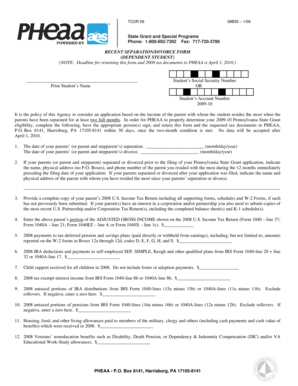 Pennsylvania State Grant Recent Separation/Divorce Form