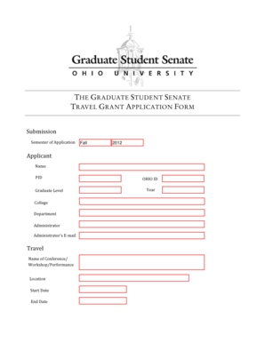 Travel Grant Application Form - Ohio University - cats ohiou