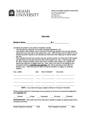 Student Financial Aid Form