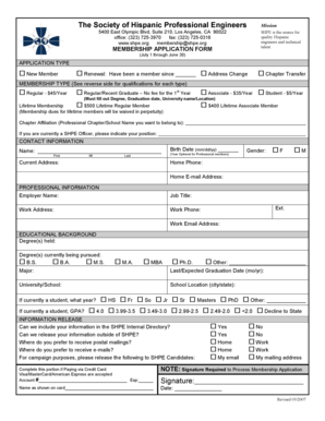 SHPE Membership Application Form