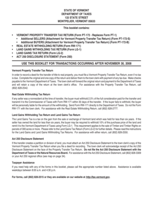 Vermont Property Transfer Tax Return