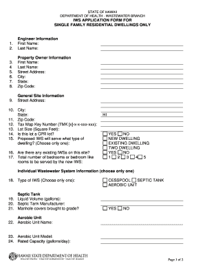 Hawaii IWS Application Form
