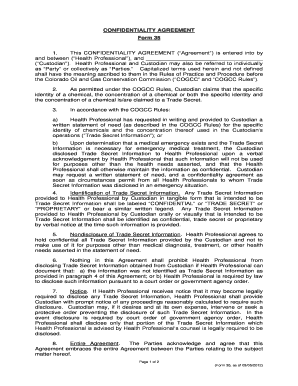 CONFIDENTIALITY AGREEMENT Form 35 1 - cogcc state co