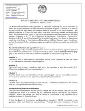 Colorado Report of Contributions and Expenditures