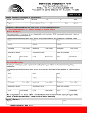 South Dakota Retirement System Beneficiary Designation Form